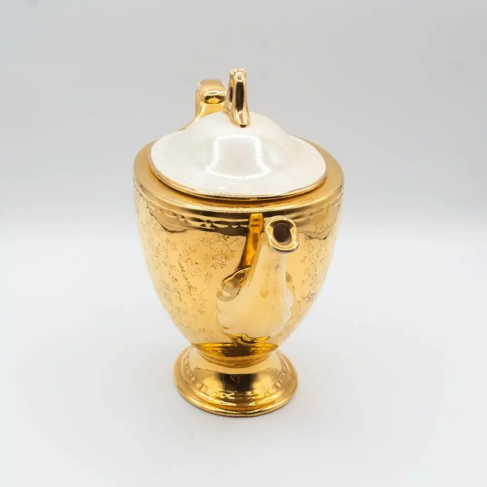 Vintage Homer Laughlin Eggshell Georgian Teapot Gold Gilded Fine China USA 1943